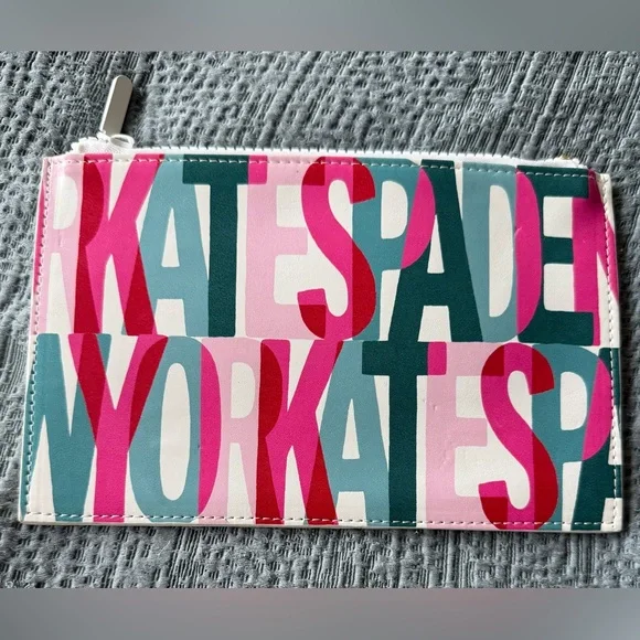 kate spade Multicolor Graphic Logo Zip Wallet Pouch GUC - Picture 1 of 4